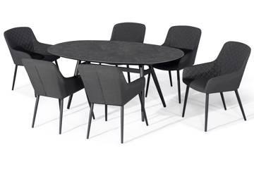 Avena ovalt spisebord og 6 Avena stoler, mørk grå