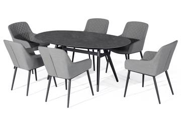 Avena ovalt spisebord og 6 Avena stoler, grå
