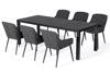 Avena rektangulært bord og 6 Avena stoler, mørk grå