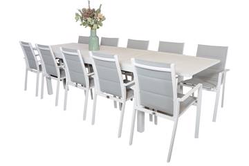Lantana spisesett med uttrekkbart bord og 10 stoler 