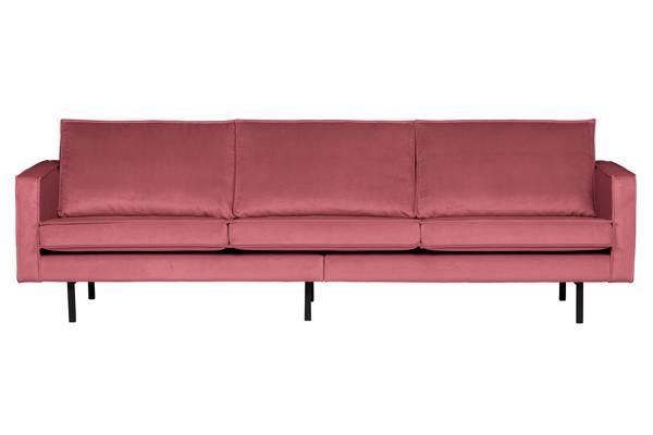 Rodeo 3 seter sofa, rosa velur 