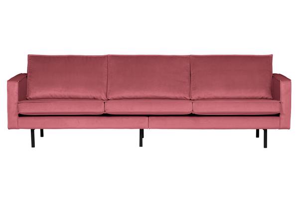 Rodeo 3 seter sofa, rosa velur 
