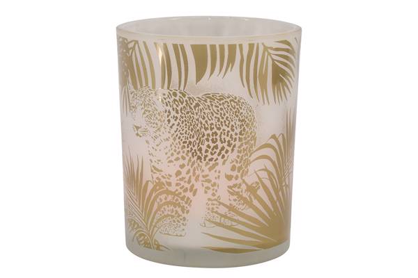 Lysglass med leopard, stor