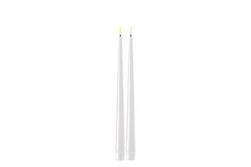 Hvite LED shiny dinner candle - 2,2x28 cm