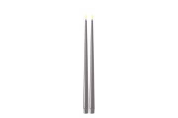 Grå LED shiny dinner candle - 2,2x38 cm