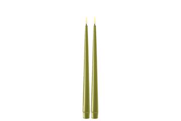 Oliven grønn LED shiny dinner candle - 2,2x28 cm