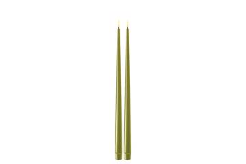 Oliven grønn LED shiny dinner candle - 2,2x38 cm
