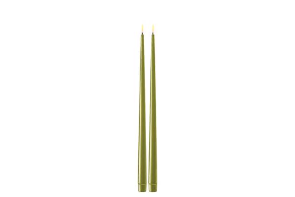 Oliven grønn LED shiny dinner candle - 2,2x38 cm