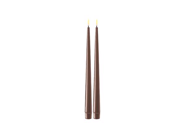Mokka LED shiny dinner candle - 2,2x28 cm