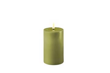 Oliven grønn LED kubbelys – 7,5×12,5 cm