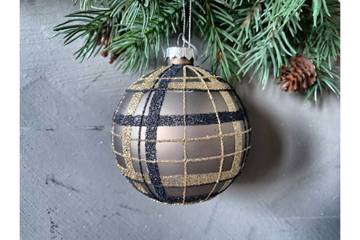 Julekule med ruter/glitter