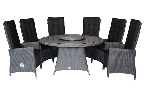 Valida Høy rygg 6 stoler og rundt bord, 142cm