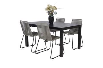Iowa uttrekkbart bord og 4 Limosa stoler, grå 