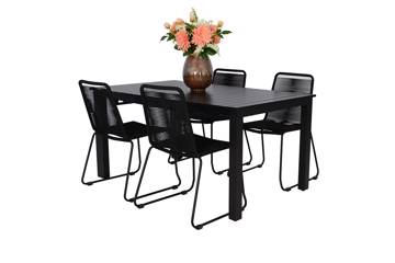 Iowa uttrekkbart bord og 4 Limosa stoler, sort 