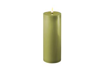 Oliven grønn LED kubbelys – 7,5×20 cm