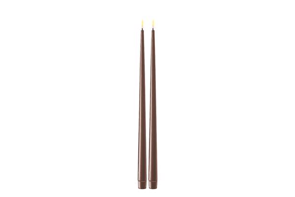 Mokka LED shiny dinner candle - 2,2x38 cm