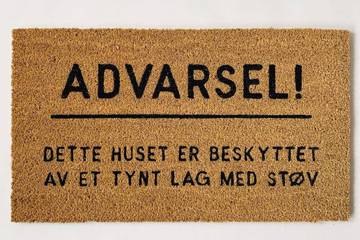 Dørmatte, Advarsel støv, 40x70cm