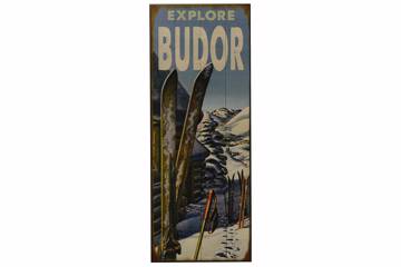 Treskilt Budor, 35x91cm