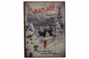 Treskilt Sjusjøen, 43x58cm