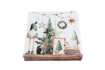 Servietter, Grønne nisser pyntet til jul