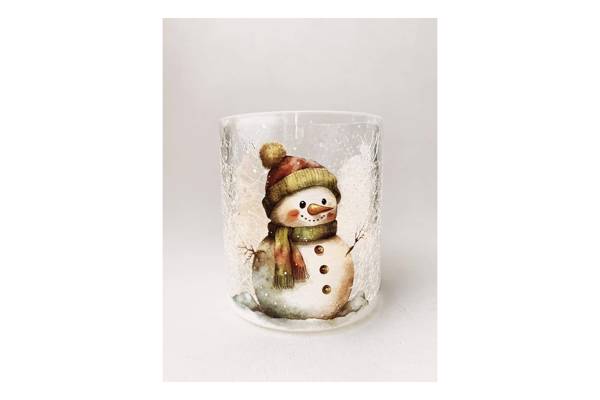 Lysglass, krakelert - snømann