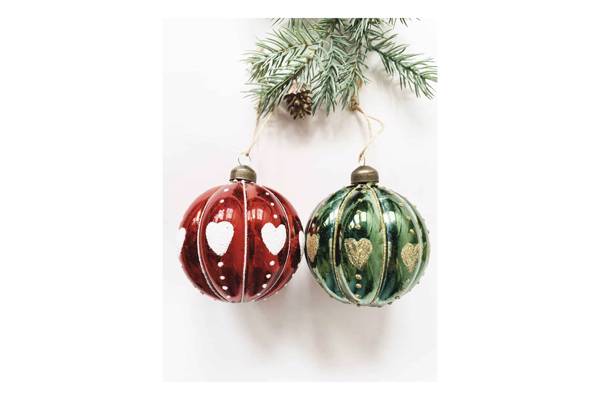 Heng med hjerter, grønn/rød