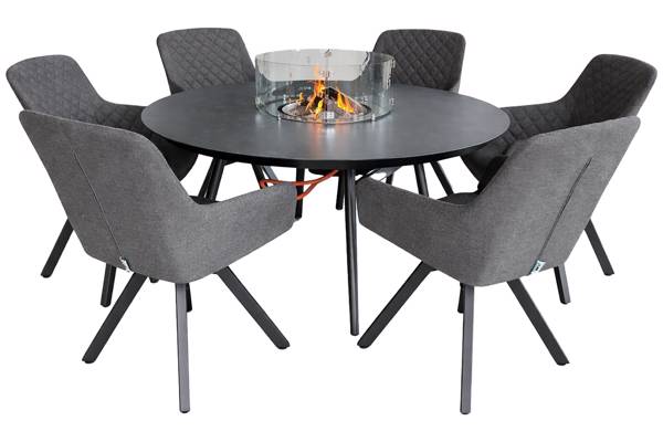 Lutea rundt spisesett med gassbrenner, mørk grå