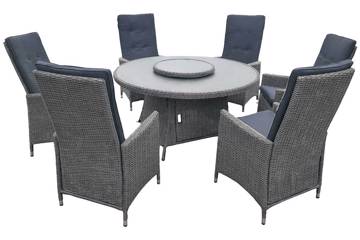 Bilde av Valida Høy rygg 6 stoler og rundt bord, 142cm