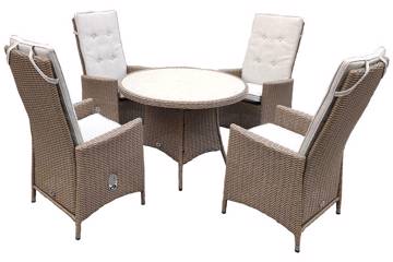 Bilde av Olea Høy rygg 4 stoler og rundt bord, 100cm