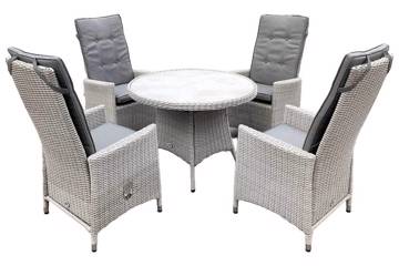 Bilde av Calla Høy rygg 4 stoler og rundt bord, 100cm