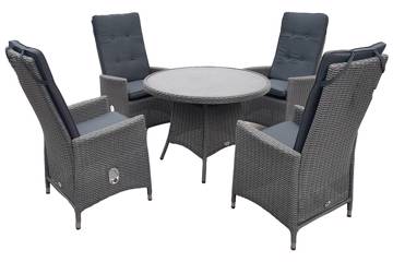 Bilde av Valida Høy rygg 4 stoler og rundt bord 100cm