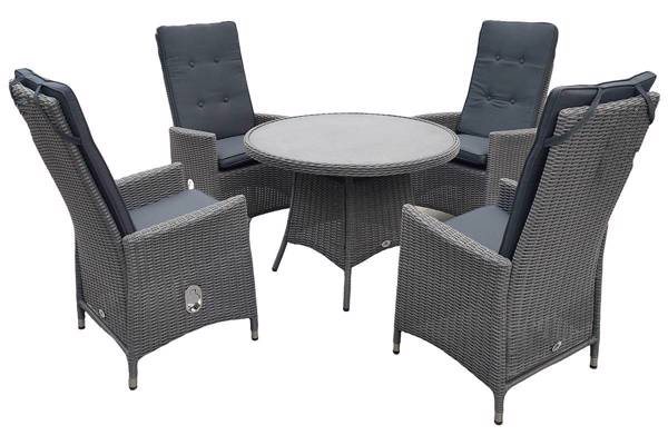 Bilde av Valida Høy rygg 4 stoler og rundt bord 100cm